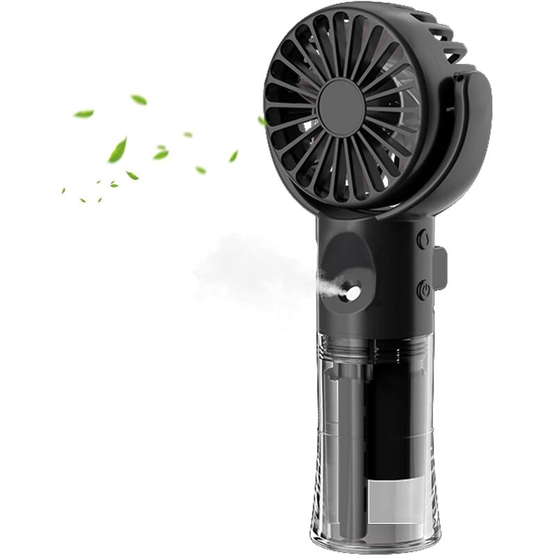 Wiederaufladbarer, Tragbarer Nebelventilator Mit 4 Geschwindigkeitsstufen Für Reisen Und Outdoor-aktivitäten – Schwarz