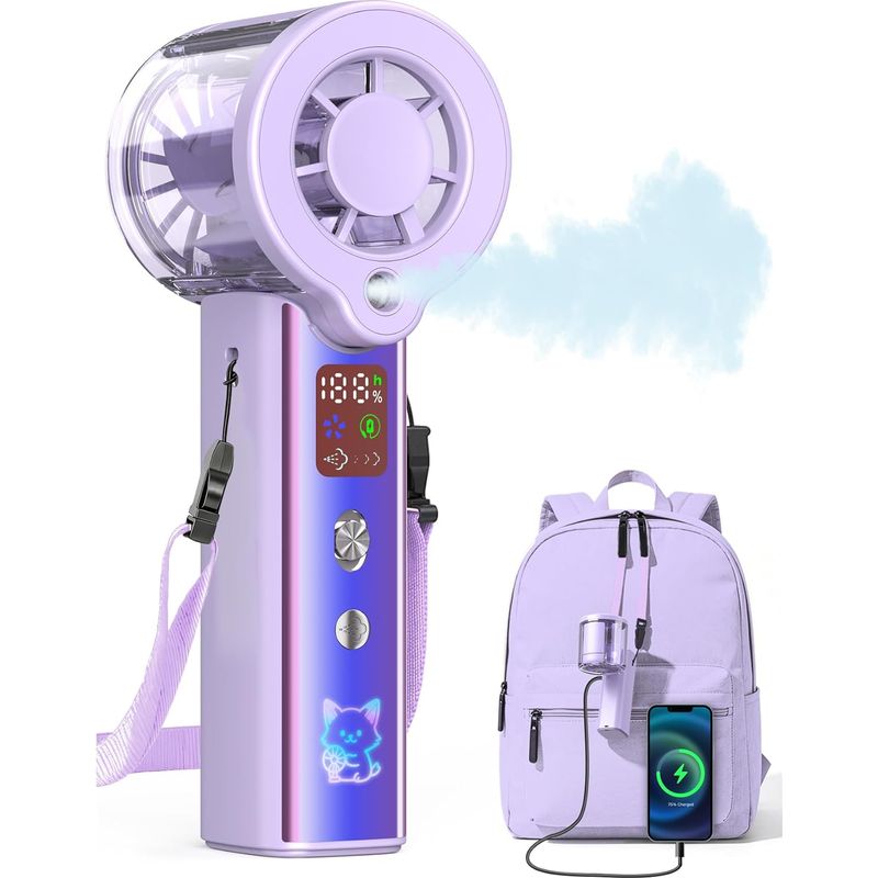 Wiederaufladbarer Enowelir-ventilator Mit Sprühnebelfunktion, 30.000 U/min, Verstellbares Led-display, Kompakt Und Leise, Für Garten, Terrasse, Haus Und Heimwerkerprojekte