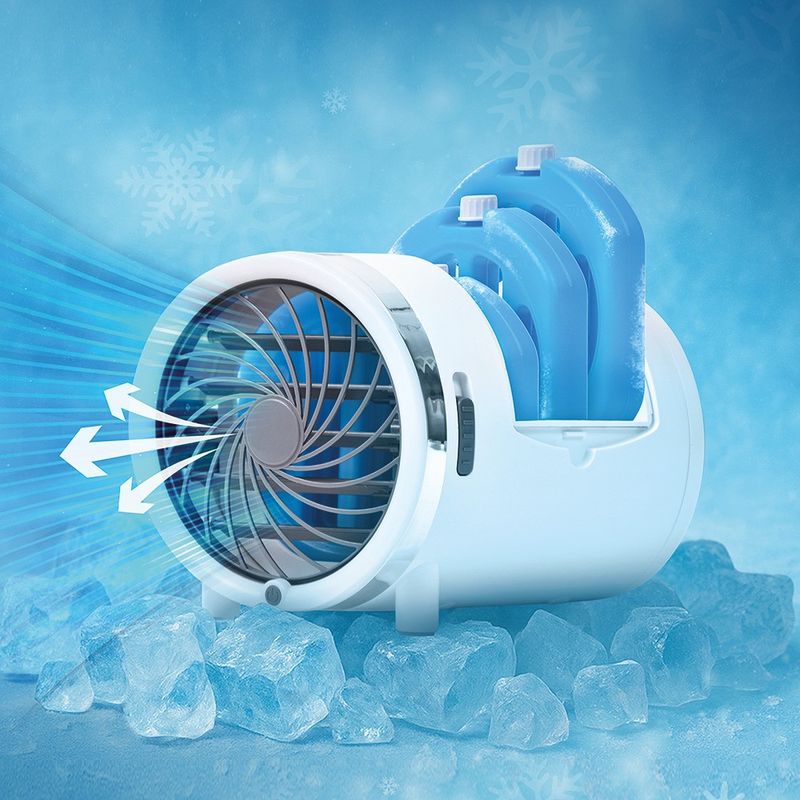 Mini-usb-ventilator Mit Wiederaufladbarkeit, Kompakter Luftkühler Mit Kühlakkus, Leiser Und Tragbarer Tischventilator