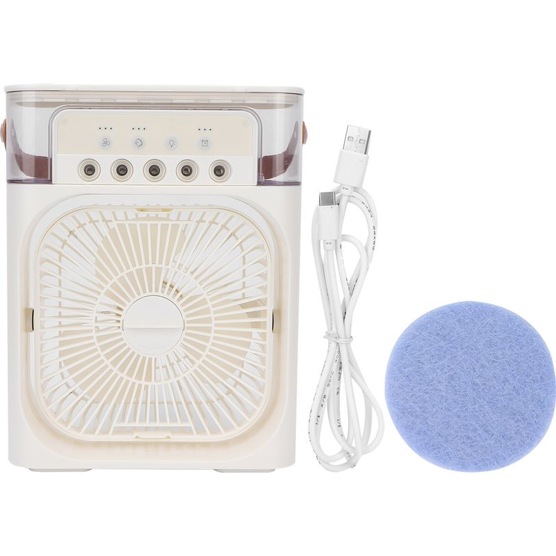 Enowelir Tragbarer, Wiederaufladbarer Weißer Klimaanlagenventilator, Luftbefeuchter Und Nebelgenerator Für Zuhause, Terrasse, Garten Und Außenbereich