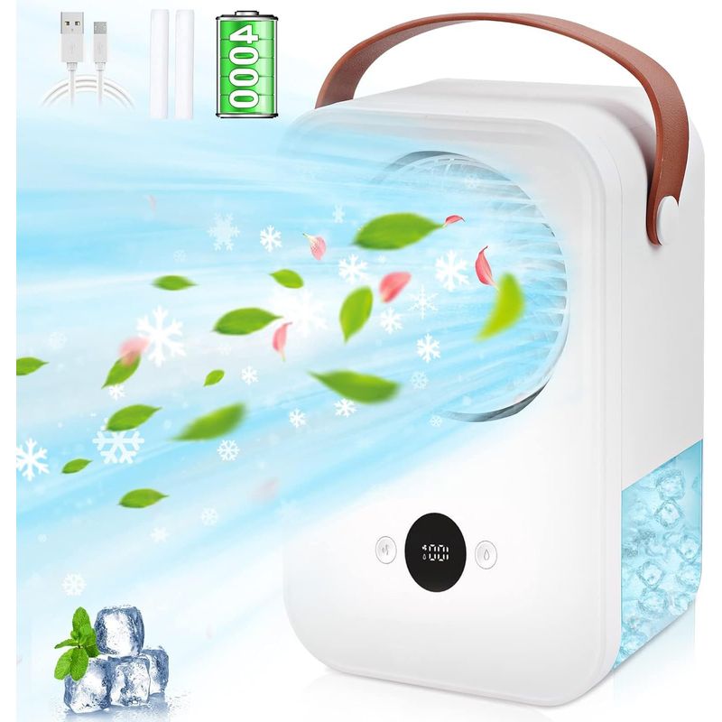 4-in-1 Tragbare Klimaanlage Mit Aromatherapie, Mini-klimaanlage (4000 Mah, Leise), 4-stufiger Luftbefeuchter Und Nebelventilator Für Schlafzimmer, Büro Und Camping