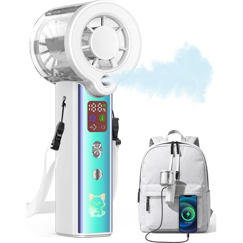 Wiederaufladbarer 30.000 U/min-nebelventilator Mit Led-anzeige, Mini-ventilator Für Den Innen- Und Bürogebrauch