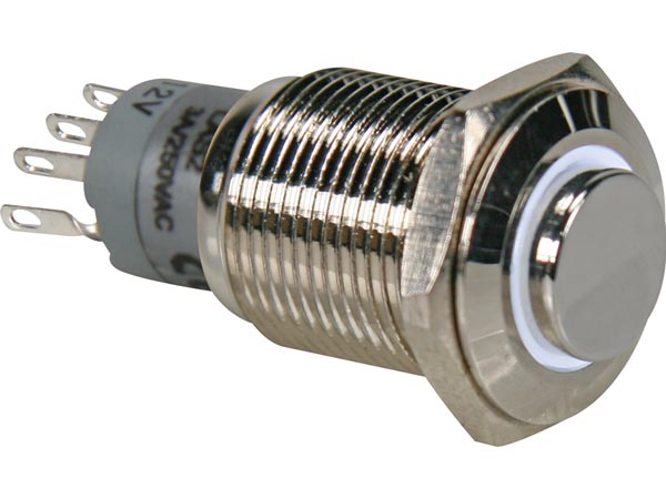 Hoher Runder Metallschalter - Spdt 1na 1nc - Ring White