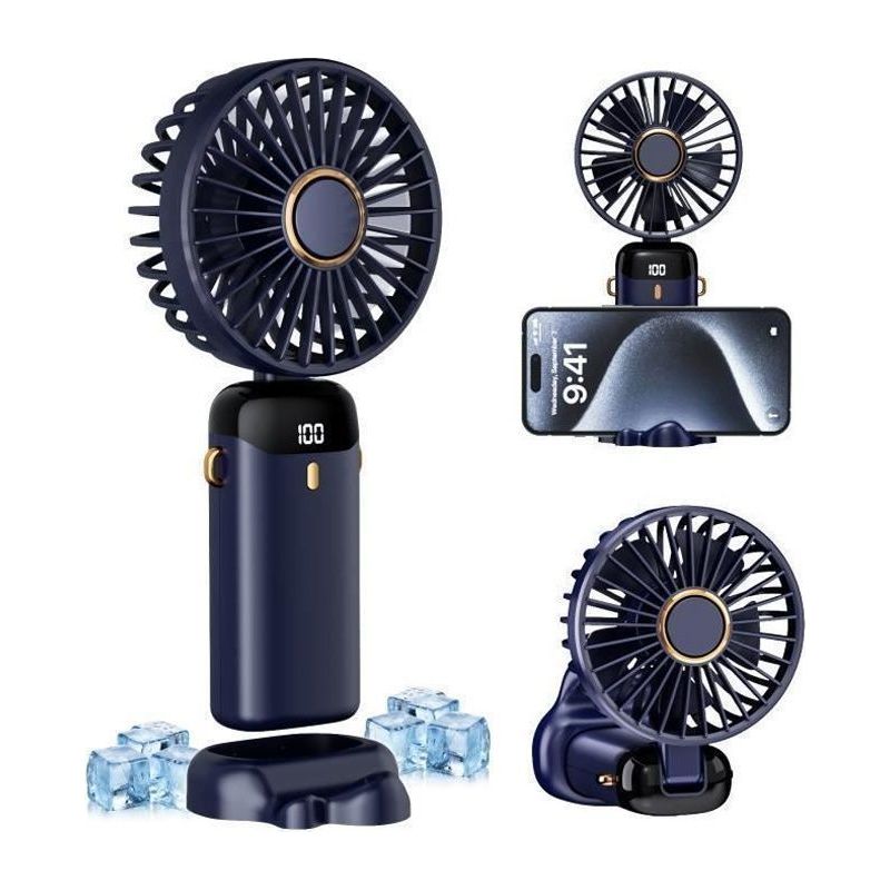 Ventilateur Portable 5 En 1 - Yaefdd - Mini Ventilateur - 2500 Mah - 5 Vitesses - Pliable À 90°