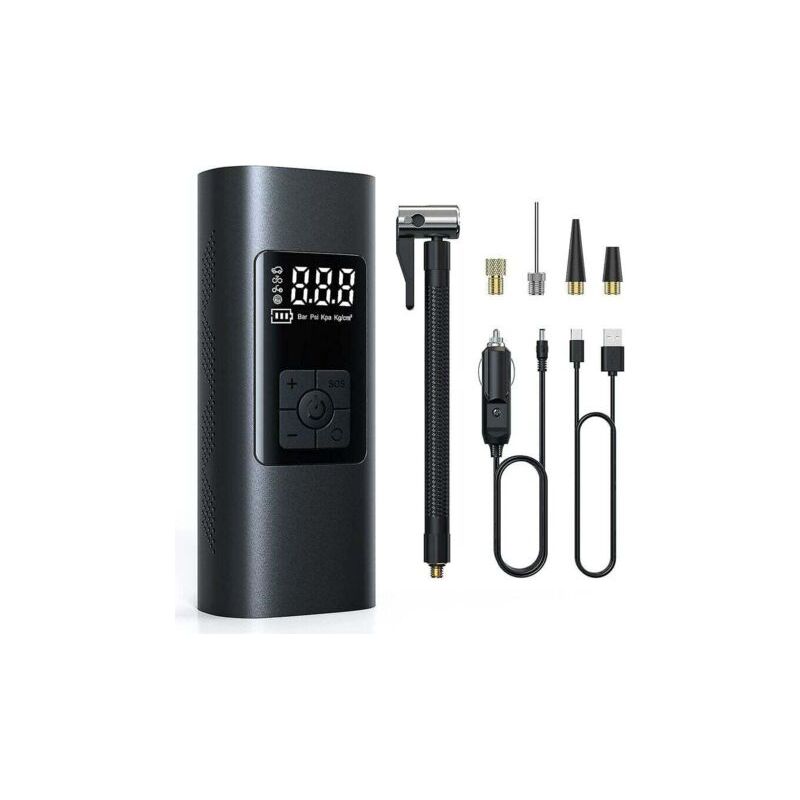 Gonfleur De Pneu Sans Fil Rechargeable Avec Batterie 6000 Mah - Pompe À Air Électrique Portable Pour Voiture Et Vélo, Arrêt Automatique.