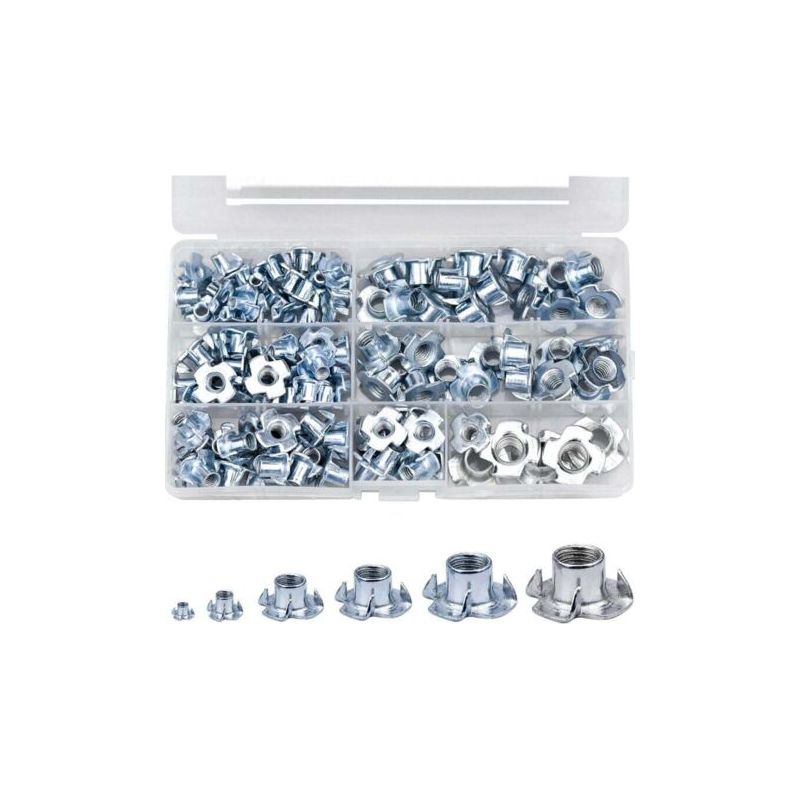 105 Pièces Kit De Griffes Écrous En T, M4 M5 M6 M8 M10 Écrous À Griffes En Acier Au Carbone Pour Travail Du Bois Électroménagers Plomberie Bricoleurs