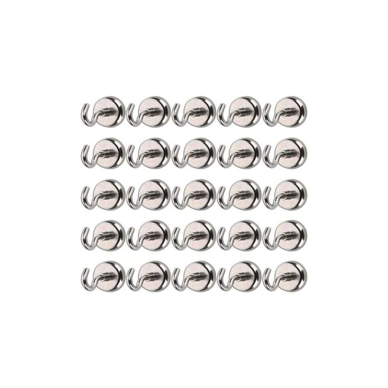 25 Pcs Crochets Magnétiques Avec Aimants Néodymes, Crochets Très Puissants Pour Cuisine, Salle De Bains, Chambre, Garage, Casier, Bureau, Réfrigérateur