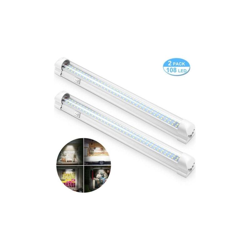12v Barre De Lumière Intérieure À Led, Éclairage Intérieur Lumineuse Avec Interrupteur Marche/arrêt 1200lm Barre De Bande Lampe Pour Voiture Van Camping Camion Bateau 2pcs