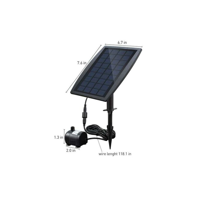 Pompe À Eau Solaire Sans Balais Pour Étang, Pompe À Eau Solaire Pour Fontaine Avec Panneau Solaire 9v, 2,5w, 200l/h.