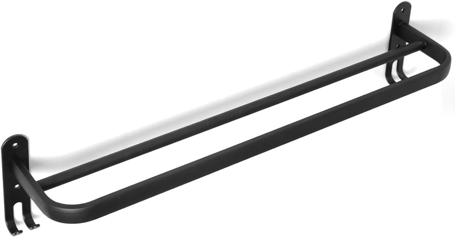 Porte-serviettes 60 Cm Sans Perçage, Noir, Porte-serviettes De Salle De Bain, Porte-serviettes Mural, Kit D'Accessoires De Salle De Bain, Barre Porte-serviettes De Cuisine, Sans Perçage