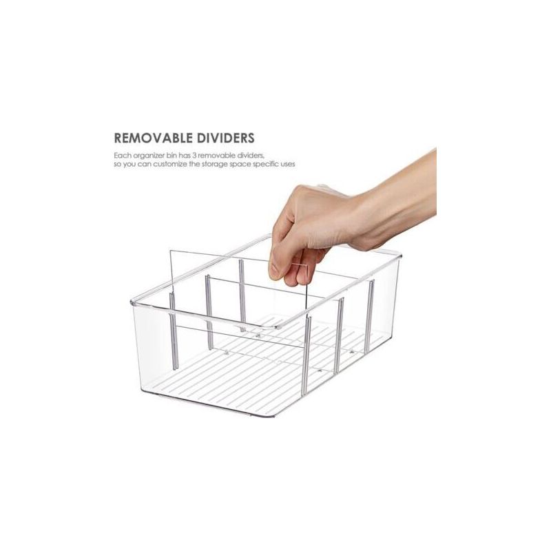 Organisateur De Réfrigérateur À 4 Compartiments, Sans Bpa, Empilable Pour Sachets De Thé, Collations, Épices, Transparent (lot De 2)