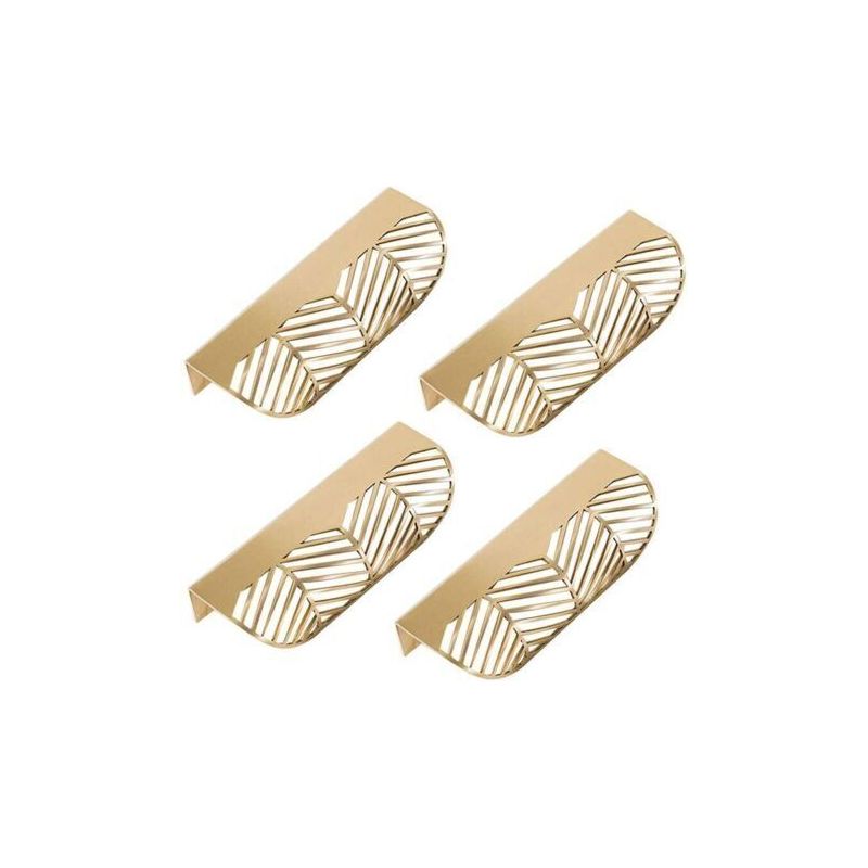 4 Pcs Poignée De Tiroir Forme De Feuille 117mm Poignées De Meubles En Laiton Massif Pour Salon Cuisine Chambre Avec Vis
