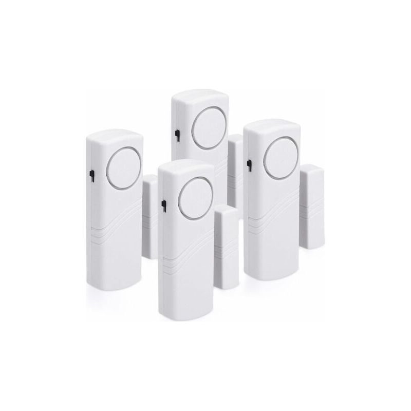 Jalleria Alarme Porte Et Fenêtre - Lot 4x Alarme Sans Fil Anti-intrusion - Sécurité Maison Contre Cambriolage - Fonctionnement Magnétique - 100 Db
