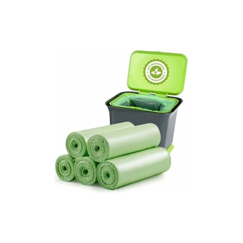 100 Sacs Poubelles Biodégradables, Sacs Poubelles Compostables Biodégradables De 20 Litres D'Épaisseur Pour La Nourriture, La Maison, La Cuisine, Le Bureau, La Maison, Les Déchets De Jardin Pour Anima
