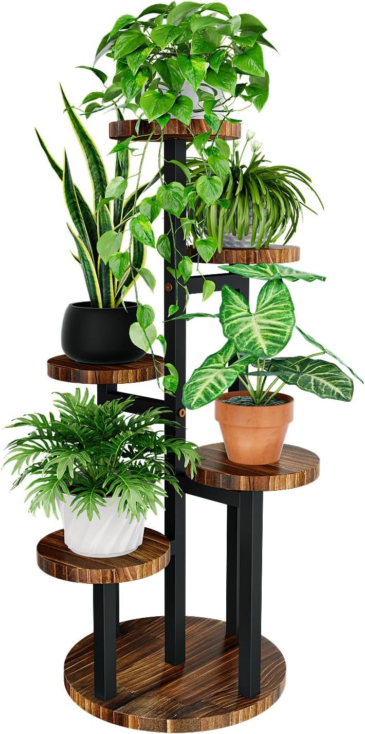 Étagère D'Angle En Métal Pour Plantes À 5 Niveaux Pour L'Intérieur, Pour Terrasse, Jardin, Balcon, Salon, Chambre À Coucher