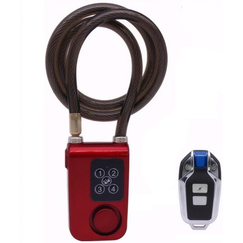 Antivol D'Alarme Pour Vélo Avec Télécommande, 110 Db, Anti-vol, Alarme Vibrante, Antivol Inviolable, Serrure Par Mot De Passe De Sécurité Pour Vélo, Moto, Scooter, Longueur Du Câble De 80 Cm