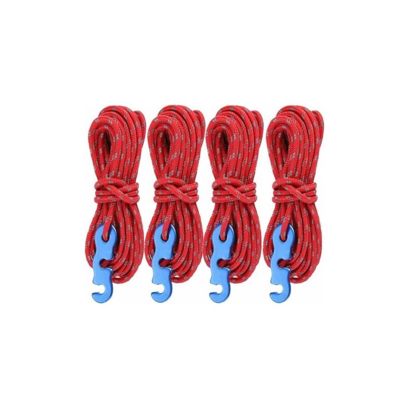 Lot De 4 Cordes Réfléchissantes Avec Tendeurs De Corde, Cordon De Tente De 13 Pieds/4 Mètres, Cordon De Camping Résistant À La Déchirure De Φ 4 Mm (rouge)-fei Yu