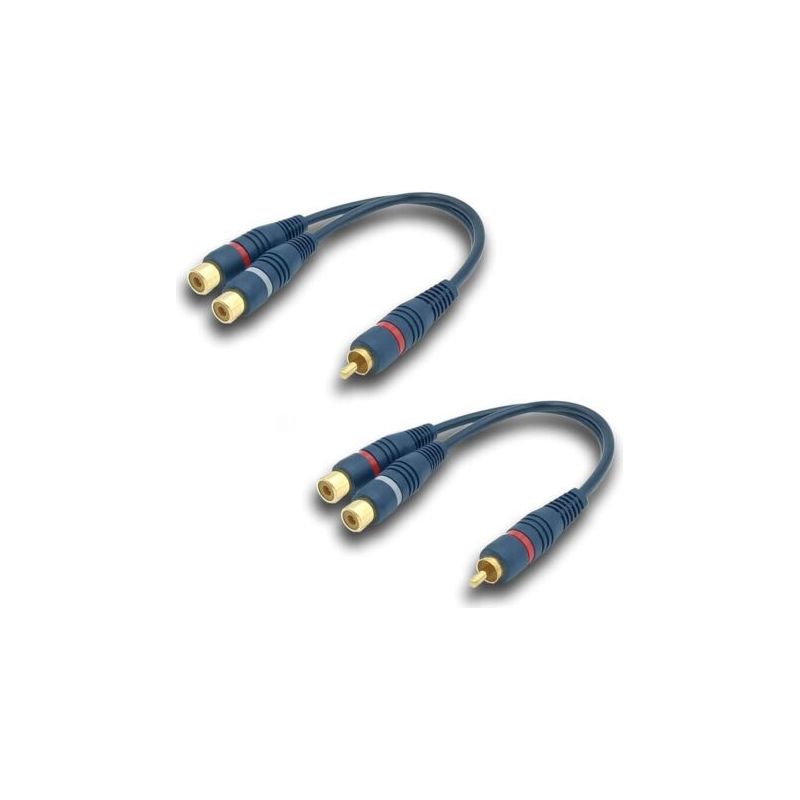 Câble Rca Répartiteur Audio Adaptateur Câble Y Cinch, 15cm Câble Rca Vers Jack 1 Mâle À 2 Femelle Rca Câble Pour Caisson Basses, Phono, Av, Audio, Subwoofer Voiture(rca Y Câble, 2pack, Bleu)
