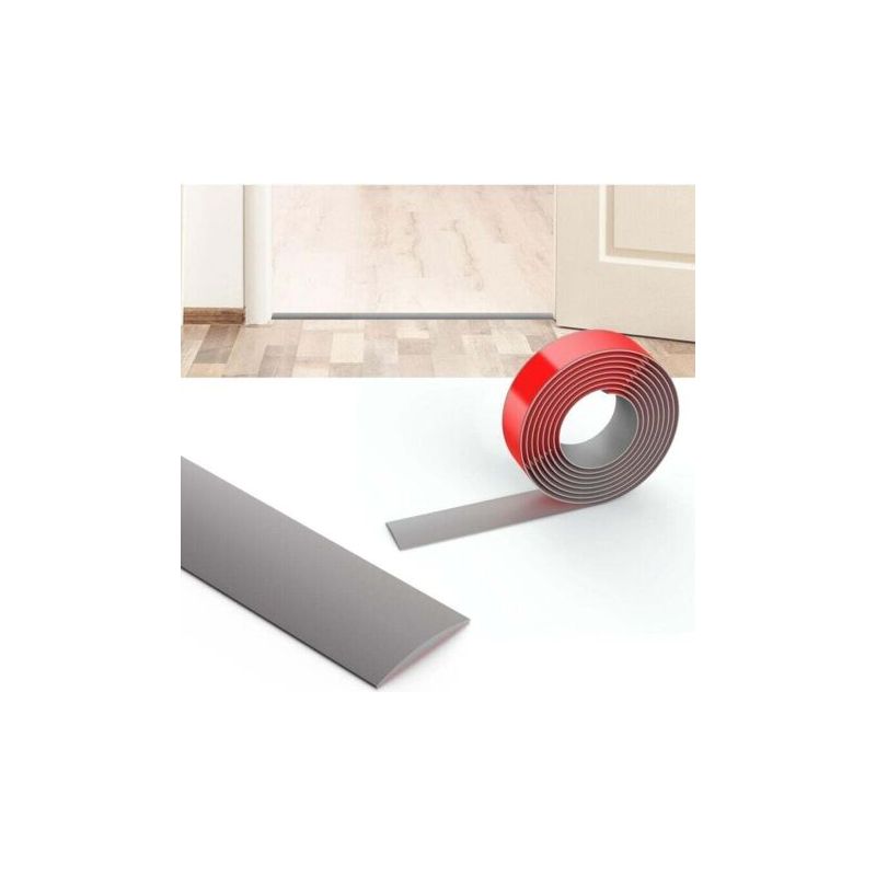 Barre De Seuil Autocollante Transition Sols 2m X4cm Gris, Pvc, Décorative Ménages (sols En Bois/lino)