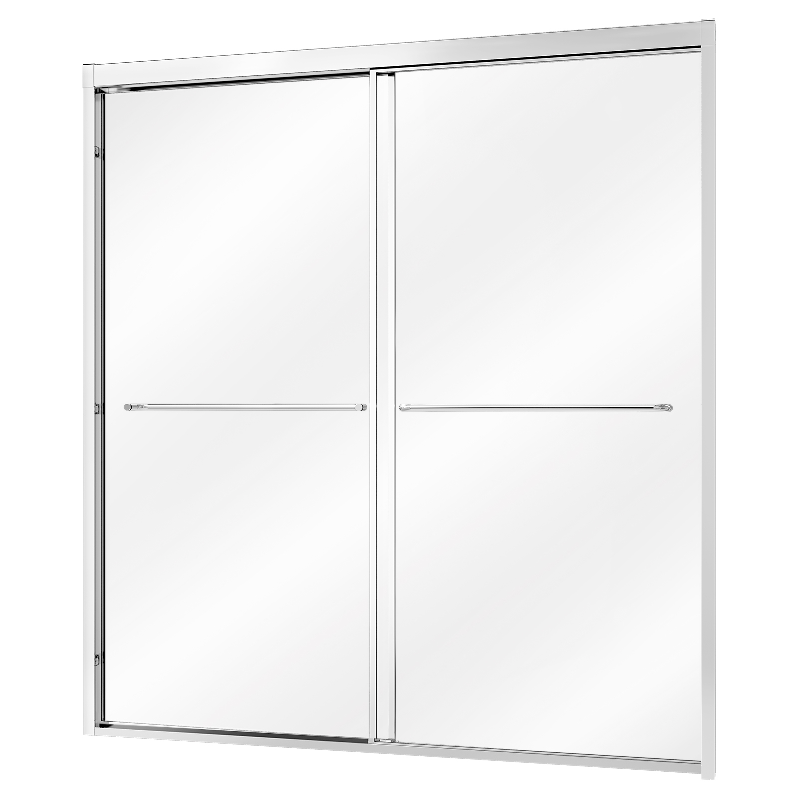Vevor Duschwand Für Badewanne 1524x1524 Mm Teilgerahmt 6 Mm Silber, Badewannenaufsatz Klares Sicherheitsglas Schlanker Aluminiumrahmen Doppelschiebetür Mit 2 Edelstahlgriffen