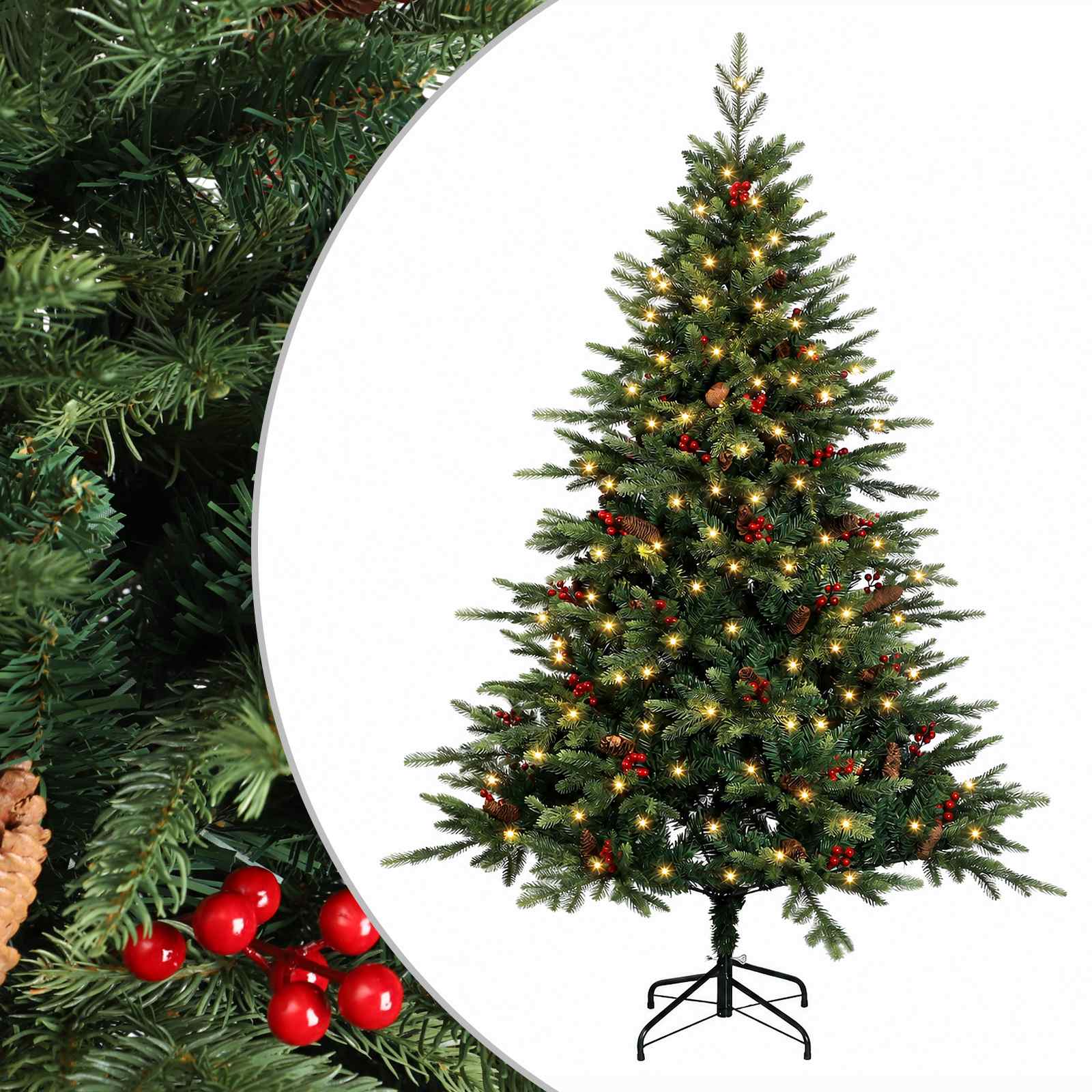 Künstlicher Klappbarer Weihnachtsbaum 150 Cm 150 Leds Vidaxl