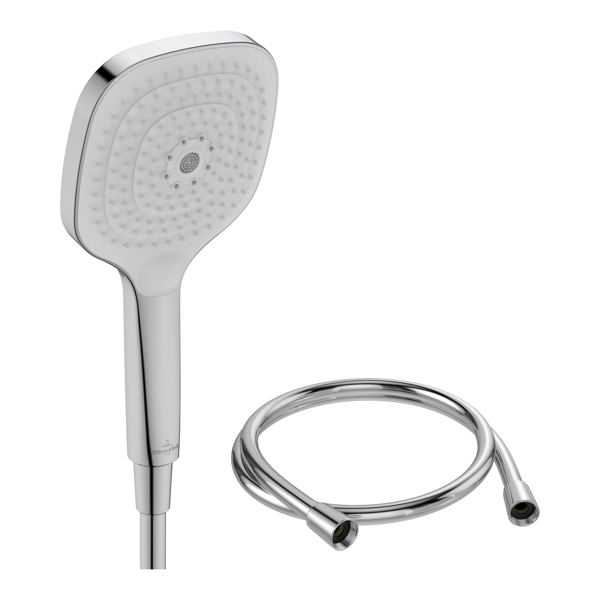 Villeroy & Boch Elody Handbrause-set, Duschkopf Inkl. Schlauch 1,20 M, Chrom