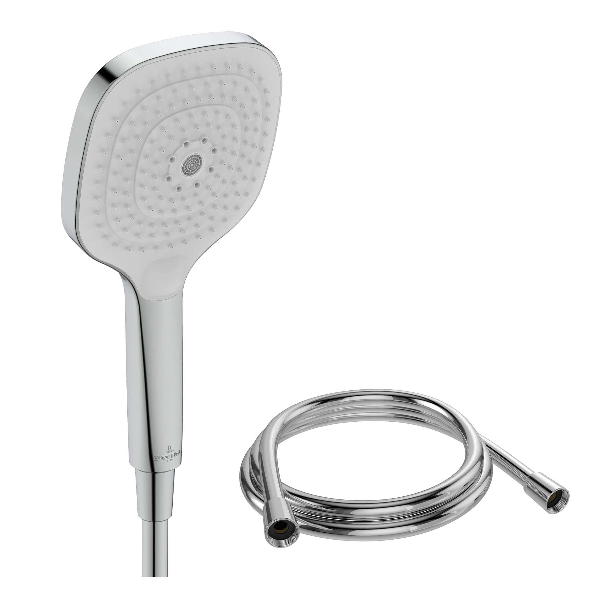 Villeroy & Boch Elody Handbrause-set, Duschkopf Inkl. Schlauch 1,60 M, Chrom