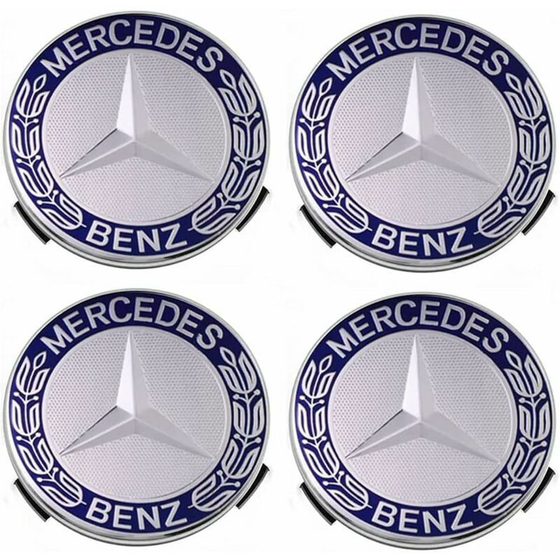 4 Stück Radkappen Kompatibel Mit Mercedes Benz 75 Mm – Blau