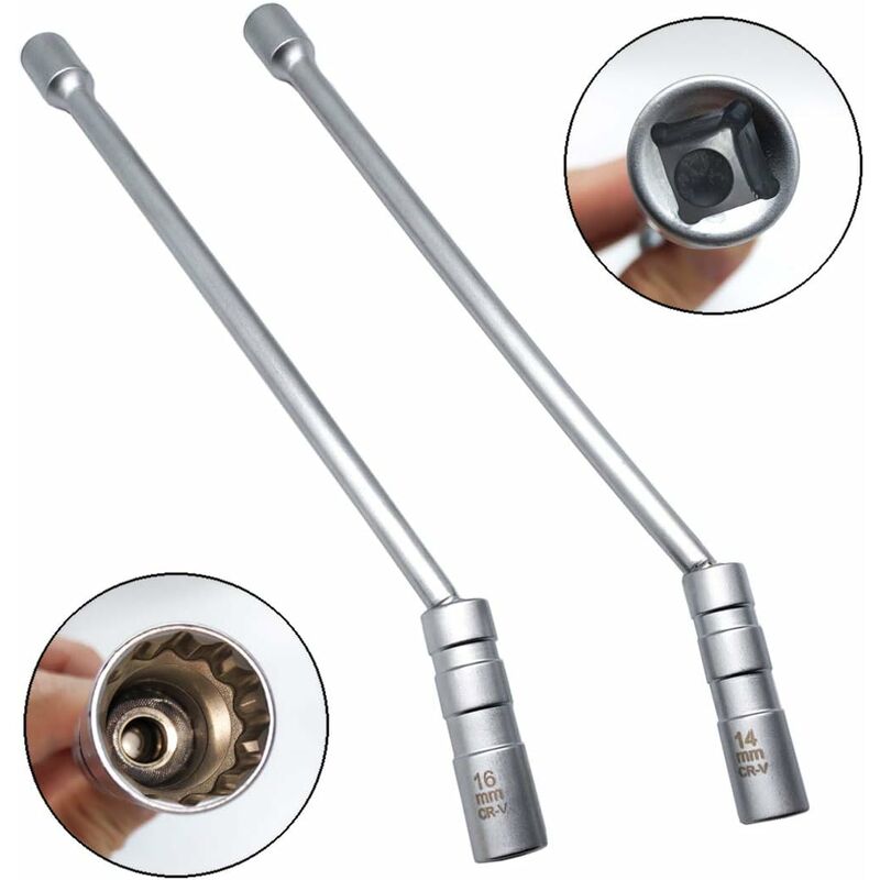 Zündkerzenschlüssel, 14 Mm, 16 Mm, Verlängert, Magnetischer Zündkerzenschlüssel, Zwölfkant, 3/8 Zoll, Universeller Flexibler Zündkerzenschlüssel, Werkzeug Zum Entfernen Von Zündkerzenschlüsseln