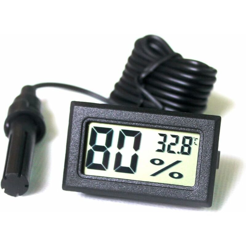 Integriertes Digitales Tuner-thermometer-hygrometer Mit Externer Sonde Für Brutstätten, Aquarien, Geflügel, Reptilien (schwarz)
