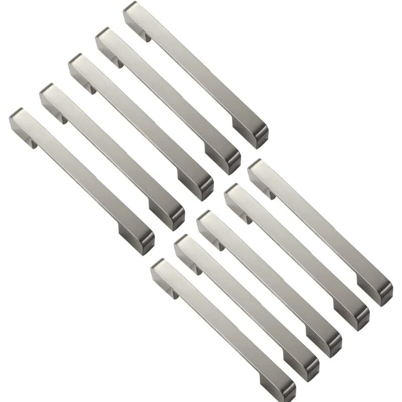 10 Stück Gebürstete Türgriffe, Küchenmöbelgriffe, T-stab, Küchenschrank, Lochmitte: 128 Mm, Gebürstetes Nickel