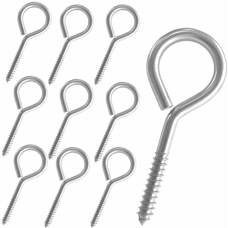 10 Stück Schraubösen, Edelstahl-ösenhaken, Robuste Ösenschrauben, Selbstschneidende Ösenschrauben Für Den Innen- Und Außenbereich, 6,5 Cm