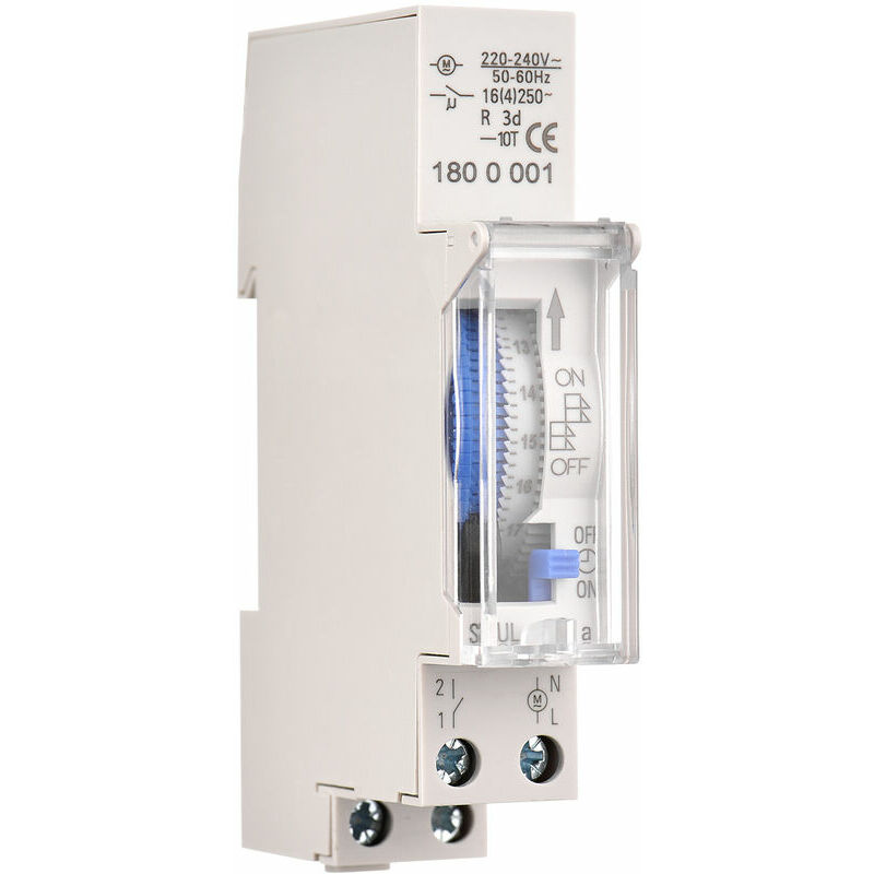 Mechanischer 24-stunden-timer, 15-minuten-minimum-timer, Schienenmontage, Eingebauter Akku, Sul180a Ac220–240 V, Grau