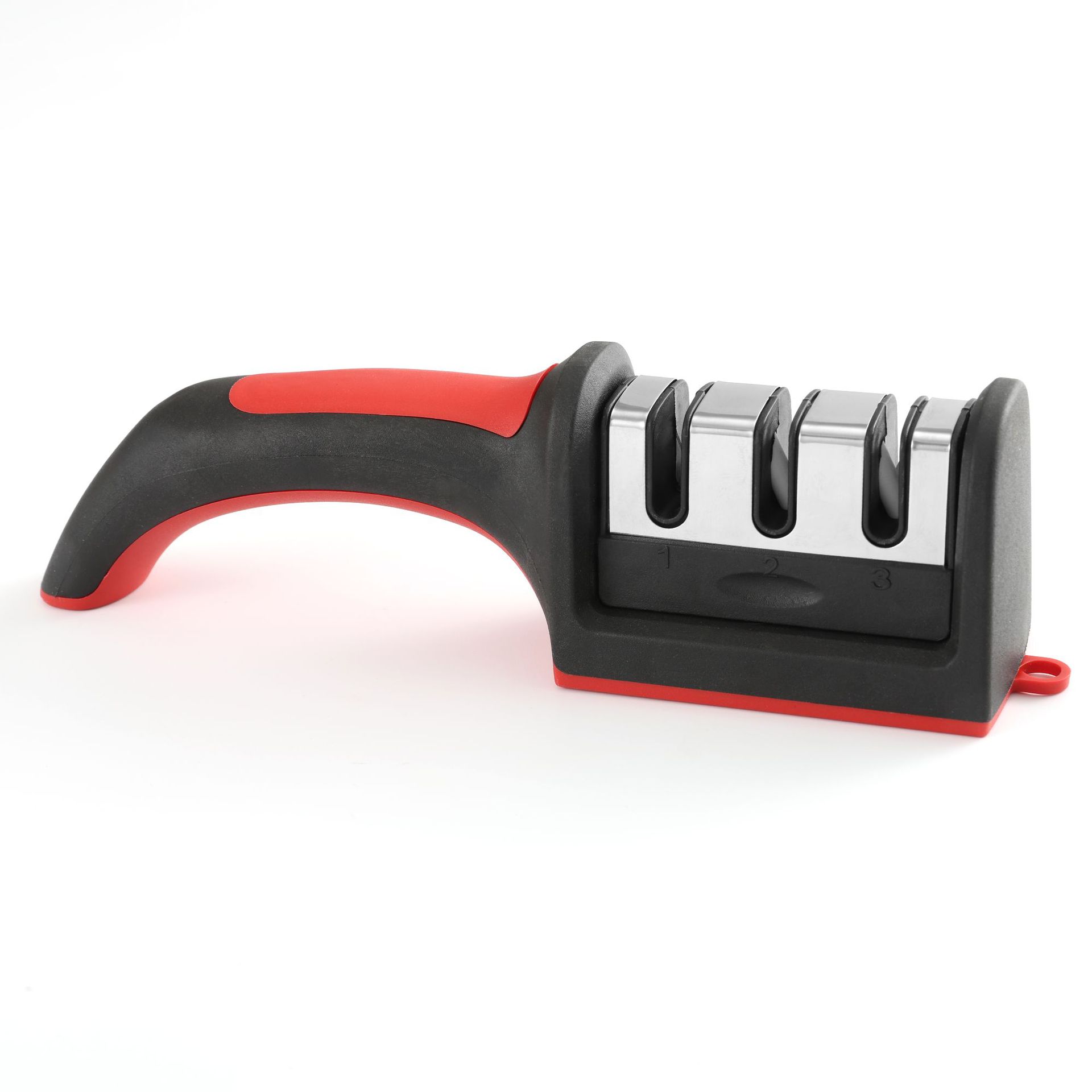 3-stufiger Messerschärfer – Professioneller Manueller Schärfer Für Küchenmesser Aus Edelstahl Und Keramik – Rutschfeste Basis, Ergonomischer Griff, Sicheres Schärfen
