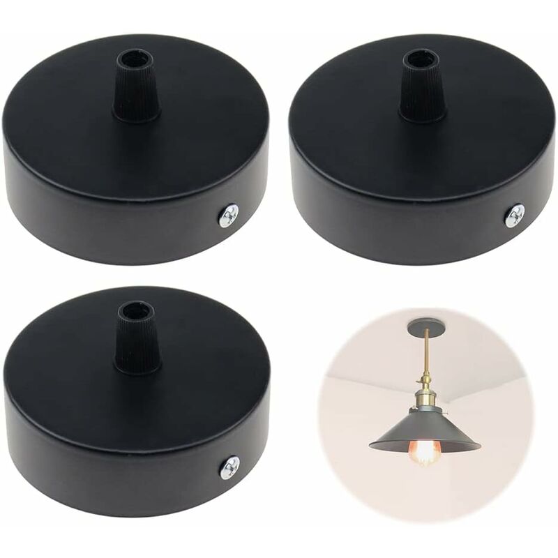 3-teiliger Deckenbaldachin, 8 Cm Drahtabdeckung Für Kronleuchter, Magnetisches Profil Mit Integrierter Kabelklemme, Mattschwarz, Für Alle Lampen Geeignet