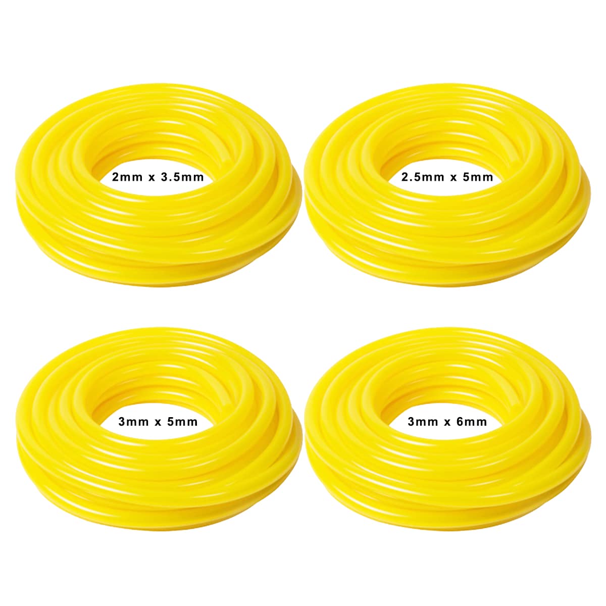 4er Set Pvc-kraftstoffrohre Länge 1,5 M Maße (innendurchmesser X Außendurchmesser) 2,5 X 5 Mm, 3 X 5 Mm, 2 X 3,5 Mm, 3 X 6 Mm