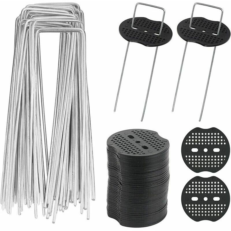 40 Stück U-förmige Gartenpfähle Mit 40 Unterlegscheiben, Pfahlbefestigung, Mulchleinwand, Metallpfähle Für Die Gartenarbeit, Befestigung Von Anti-unkraut-planen (15 X 4 Cm / Φ3 Mm)