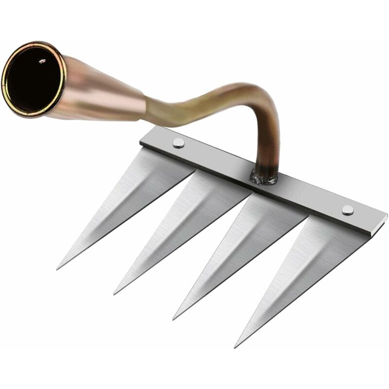 Bagger Aus Gehärtetem Stahl, Tragbares Garten-unkrautwerkzeug, Unkrautrechen Zum Jäten, 4 Zinken (ohne Holzgriff)