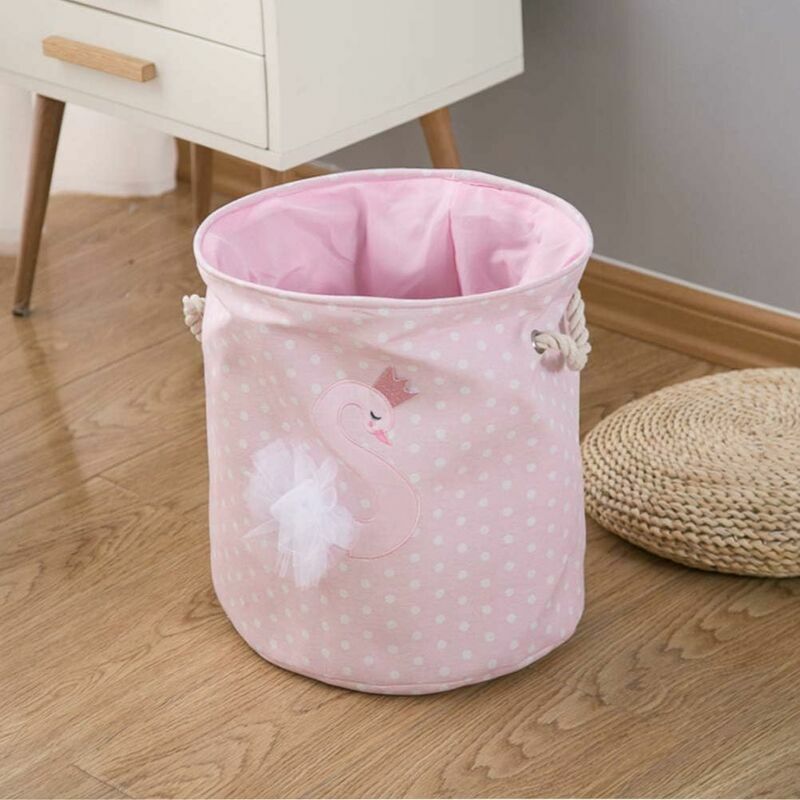 Faltbarer Wäschekorb, Große Stoff-aufbewahrungsbox, Wäschekorb, Schmutz, Schmutzige Kleidung, Spezialkorb, Schwan/rosa
