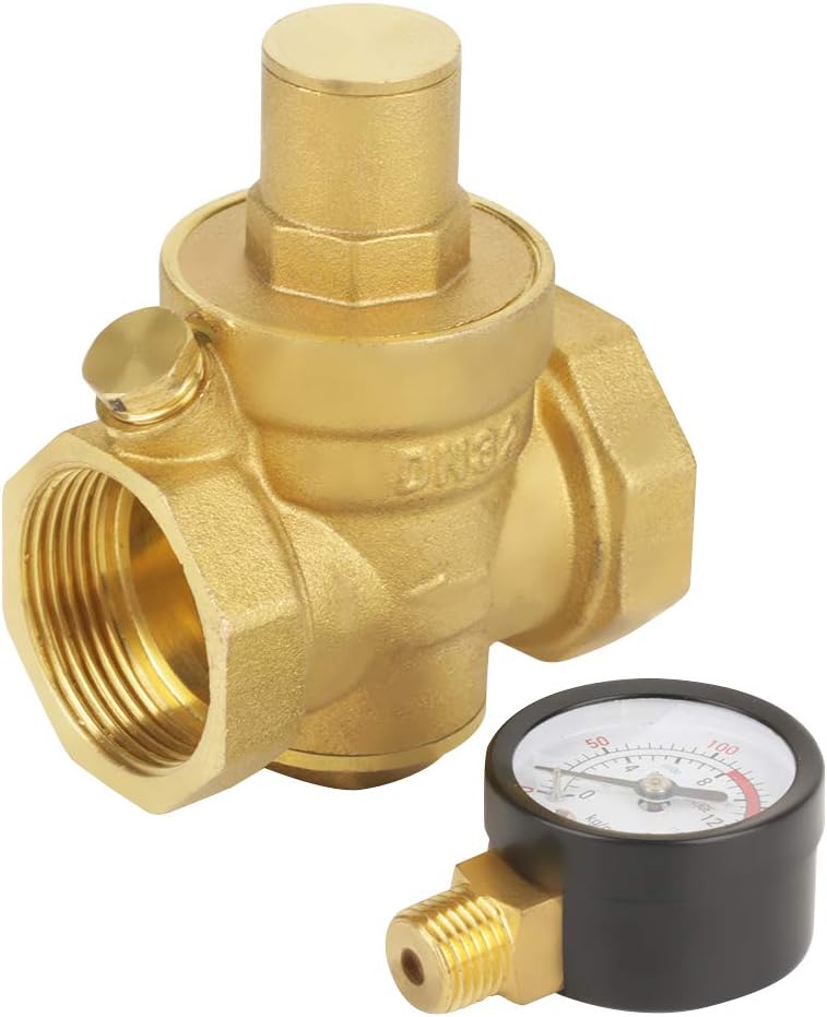 Dn32 Messing Verstellbares Wasserdruckminderventil Mit Manometer, Druckmesser, Verstellbarer Messing-wasserdruckminderer, Sanitärschutz (dn32)