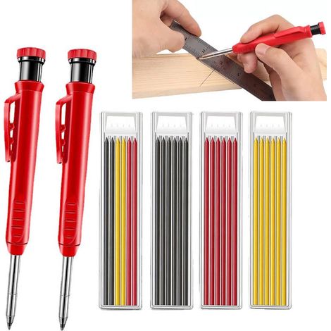6-teiliges Zimmermannsbleistift-set Für Den Bau Mit Grauem, Gelbem Und Rotem Drahtstift