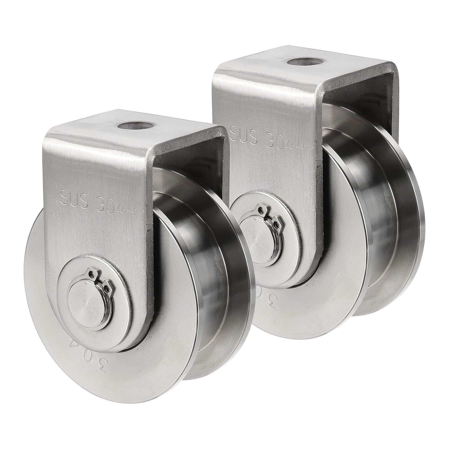 Satz Aus 2 H-nut-rädern Mit Halterung, Edelstahl-schienenrad, 6,9 Cm Durchmesser, 300 Kg Tragfähigkeit, Hochbelastbare, Starre Rollen Für Industrielle Torantriebe