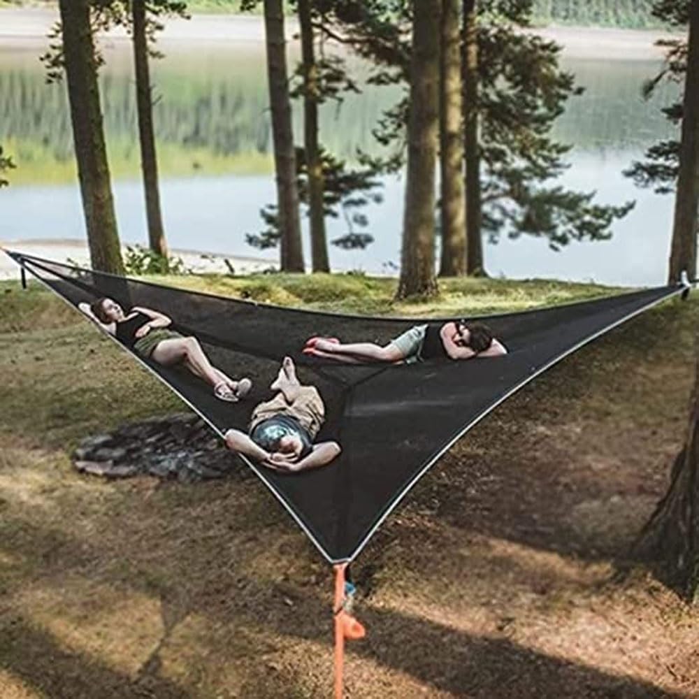 Dreieckige Hängematte Für Mehrere Personen – Tragbare Hängematte – Für Mehrere Personen – Extra Groß (größe: 280 X 280 X 280 Cm)