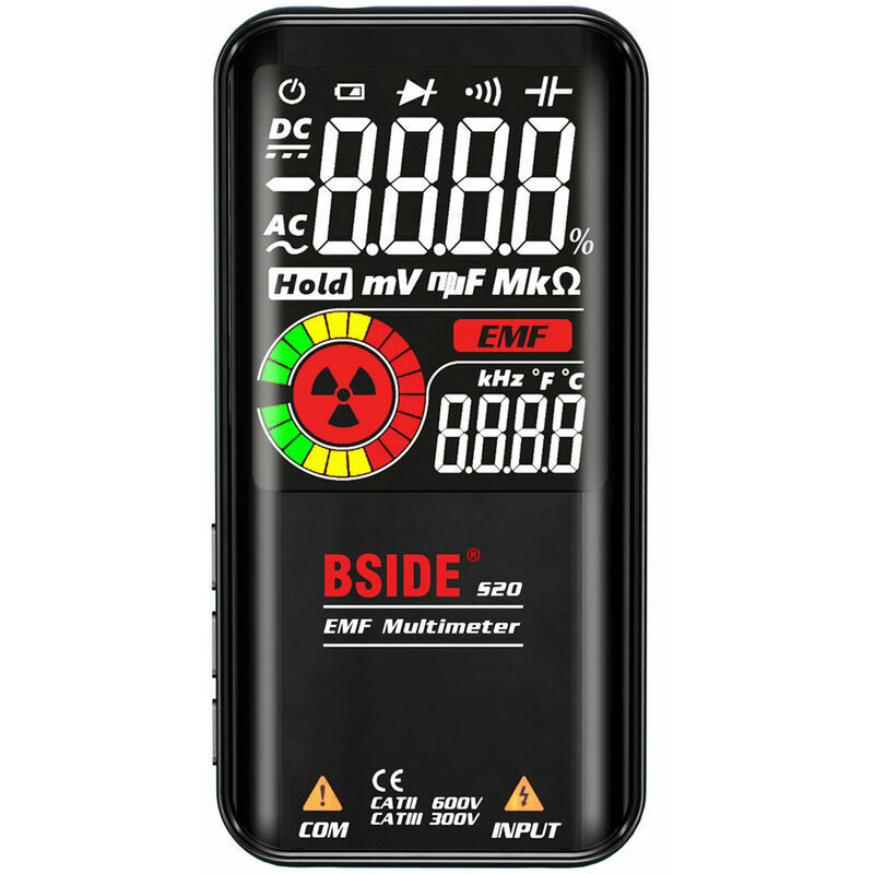 Bside S20 Intelligentes Emf-multimeter, Elektromagnetischer Strahlungsdetektor, 3,5-zoll-farbbildschirm, 9999 Zählungen, Automatische Reichweite, Wiederaufladbares Universalmessgerät, Strahlungsmonito