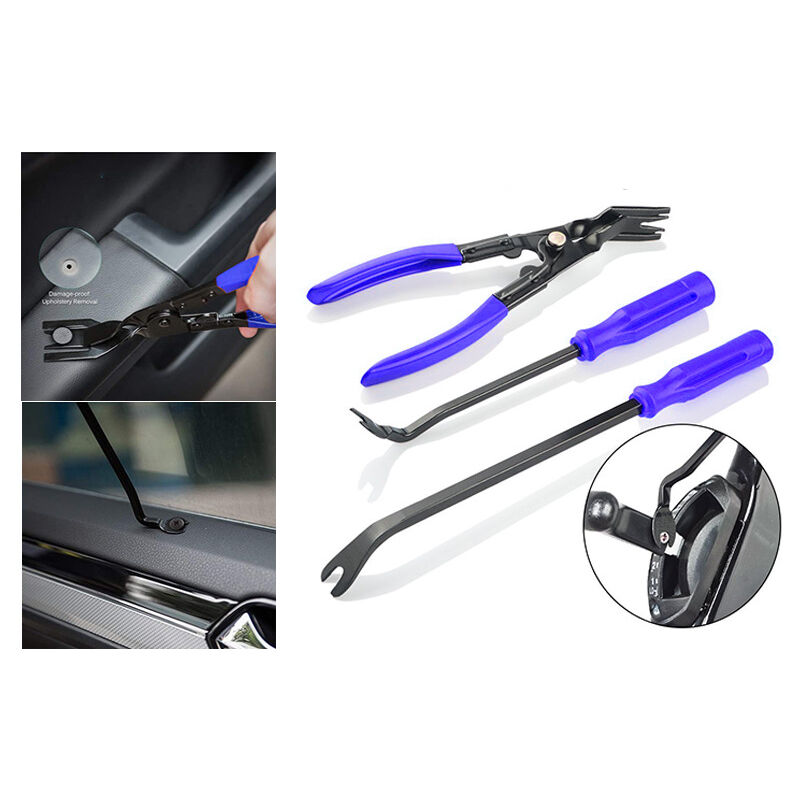 3 Stück Autotürverkleidungs-clips, Zangen, Zierleisten-demontage-befestigungs-abzieher, Reparaturwerkzeug – Blau