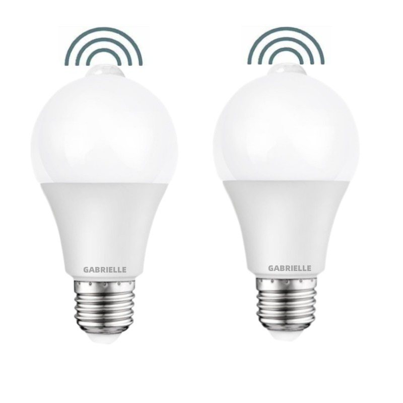 Set Mit 2 Led-glühbirnen Mit Pir-bewegungsmelder, E27-schraubsockel, 12 W, 1000 Lumen (entspricht 100 Watt), 220 V, 6000 K Kaltweiß, Glühbirnen Für Sicherheitsbeleuchtung
