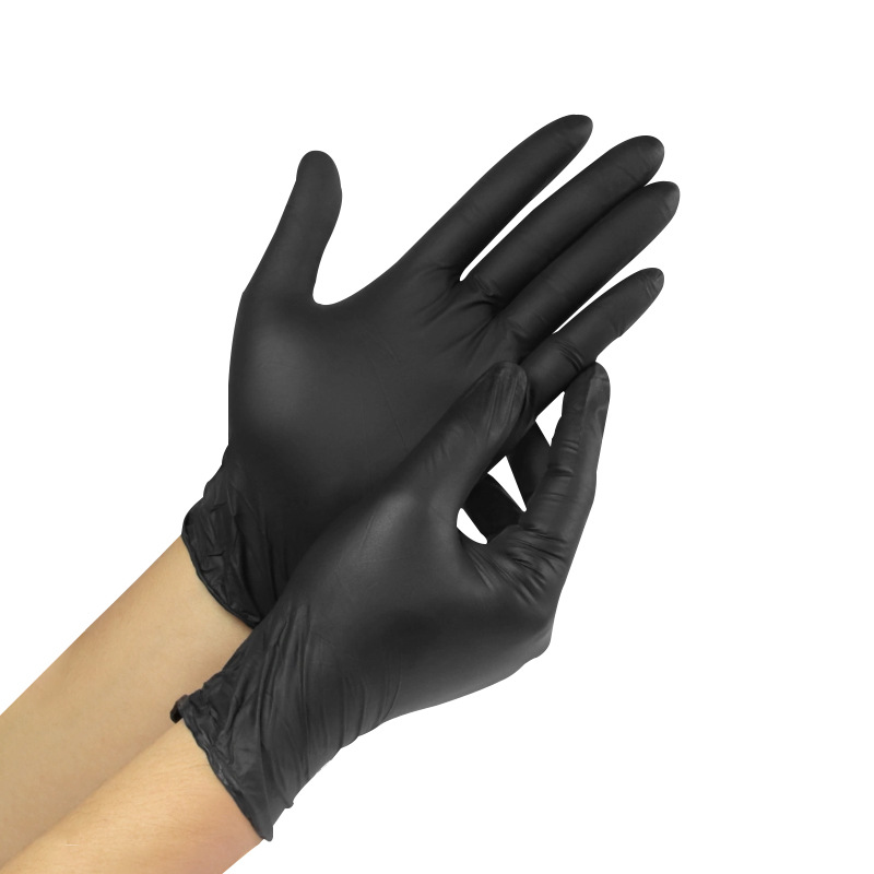 Einmalhandschuhe Latex-frei, Schwarz Nitrilhandschuhe Puderfrei, Chemikalien-schutzhandschuhe, Mechaniker Handschuhe, Schwarze Handschuhe L (100 Stück)