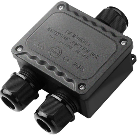 Ip68 Wasserdichte 3-wege-außenanschlussdose Für Kleine Schwarze Elektroboxen Mit 9–12 Mm Durchmesser Für Den Außenbereich Licht Garten Pool