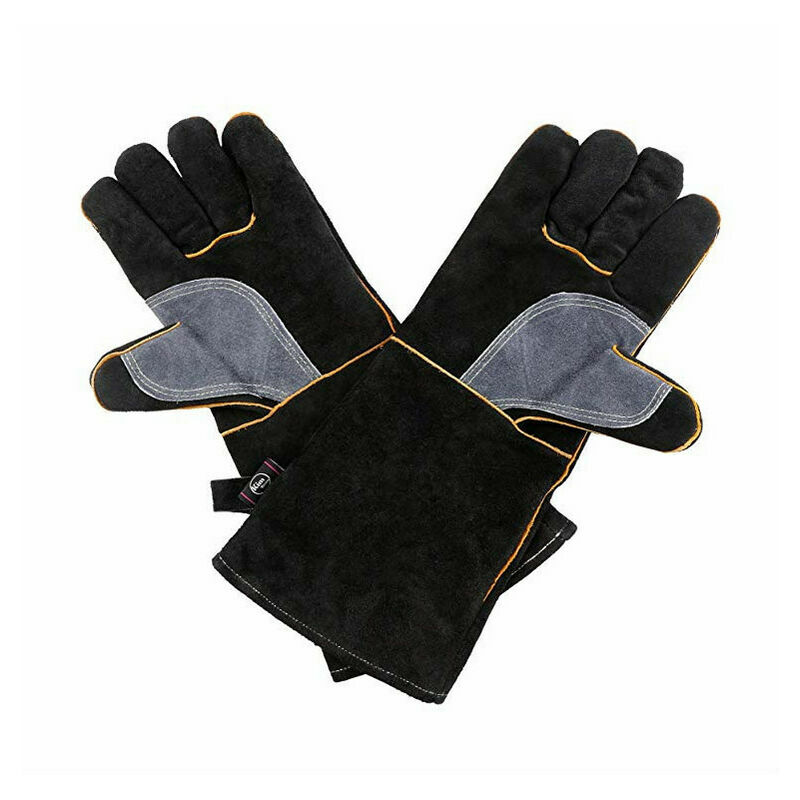 Schweißhandschuhe Aus Rindsleder, Verschleißfeste Handschuhe, Wärmeisolierend Und Hochtemperaturbeständig, Outdoor-grillhandschuhe, 14 Zoll