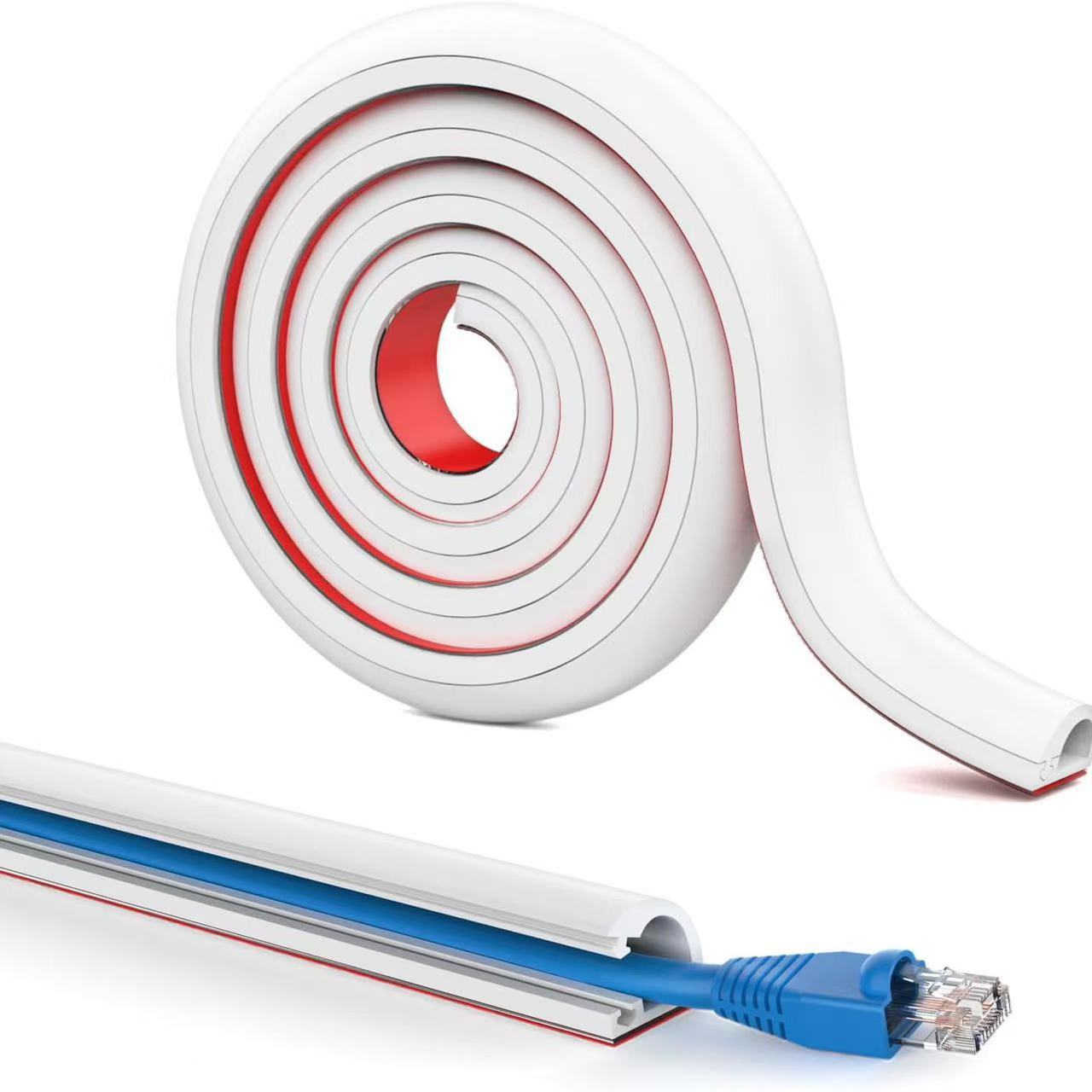 Meter Lange, Weiße, Selbstklebende Wand- Und Bodenkabelabdeckung Für Bürokabelmanagementsysteme, 10 Mm